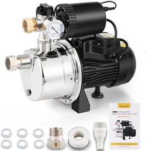 Moonshan 3/4 HP Water Pressure Booster Pump for Home 1050GPH Shallow Well Jet Pump with Pressure Tank Auto ON/OFF Stainless Steel Self-Priming System Pressure Switch for Whole House, Garden, Lawn