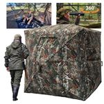 FUNHORUN Hunting Blind with Floor Mat, 360 Degree See Through Ground Blind for Deer Hunting, 2-3 Person Pop-up Hunting Deer Blind, Turkey Blind.