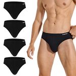 INNERSY Briefs Men Black Hipster Underwear Classic Underpants Comfortable Pants Undies Pack 4 (L, 4 Black)