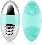 SUNMAY Oval Sonic Facial Cleansing Brush, Electric Silicone Face Cleanser, Face Scrubber with Ion Function for Deep Cleansing, Gentle Exfoliation and Massage –Green