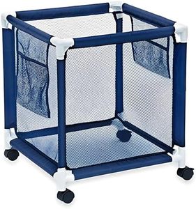 Modern Blue Pool Storage Bin - Standard | Perfect Contemporary Nylon Mesh Basket Organizer For Your Goggles, Beach Balls, Floats, Swim Toys and Accessories | Air Dry Items Quickly & Easily Roll The Mesh Storage Bin To Your Home Garage or Shed