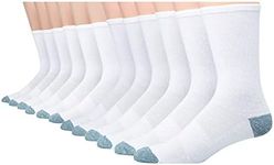 Hanes Men's Socks, X-Temp Lightweight Socks, Crew and Ankle, 12-pack, Crew - White, 6-12