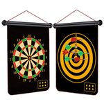 Toys for 4-15 Year Old Boys, Powerful Double-Sided Magnetic Dart Target 15 inch 6 Darts, Hanging Roller Up Safe Dartboard for Toys Teenager Boy Gift Christmas Xmas Gifts for Kids