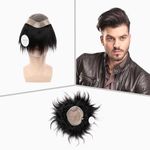 Artello® SILK MIRAGE Smart Hair Patch for Men, Softest Double Layer Hair Wig in 100% Natural Human Hair, Scalp Mesh for Soaking Sweat, ½ Tissued Base (Colour: Natural Black) (8x6)