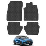 Rubber Car Mats Compatible with Ford Puma (2019-) Tailored Fit Rubber Floor Mats Set Accessory Black Custom Fit 4 Pieces with Clips - Anti-Slip Backing, Heavy Duty & Waterproof