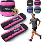 BAGAIL Ankle Wrist Weights for Women & Men, One Pair of 1/2/4/6/8/10 LBS Wearable Leg Arm Weights with Sleek Design & Secure Fit for Walking, Running, Pilates, Home Fitness & Physical Therapy - 10lb, Pink