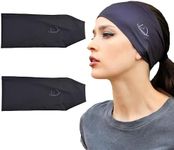 Equestrian Headbands for Women, Under Riding Helmet Bands, Sportswear Wide Hair Wrap Suitable for Use with Bike Helmets, Yoga & Hiking(2 Pack Black)
