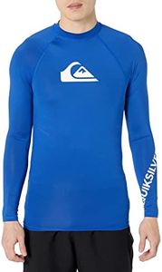 Quiksilver Men's Standard All Time Long Sleeve Rashguard UPF 50 Sun Protection Surf Shirt, Electric Royal, Large