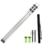 Telescopic Tarp Poles Set of Two, Adjustable Awning Poles for Tent Fly, Camping, Shelter, Awning, RV Car & Motorcycle Camping, Garden, Strong Aluminum 230CM with Zipper Bag