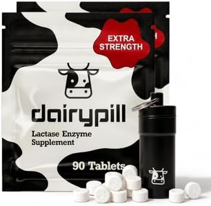 DairyPill Lactase Enzyme 18,000 FCCs per Pill, 180 Count, Solution for Lactose Intolerance, Portable, Easy to Swallow, Preservative and Gluten Free, American Made, Non GMO