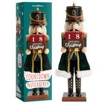 THE TWIDDLERS - Christmas Countdown Wooden Nutcracker Soldier, 30cm / 12" in Festive Colours - Premium Handmade Pine Wood Classic Traditional Ornament, Xmas Decoration With Day Count & Moving Parts