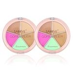 2Pcs Correcting Concealer Palette, Full Coverage Cream Contours Kit Professional Waterproof Makeup Longwear Brightening Matte Finish Color Correction for Tattoos Dark Circles Redness Scars & Eye Bags