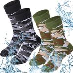 Jeyiour 2 Pairs Waterproof Socks Unisex Waterproof Breathable Socks Outdoor Skiing Hiking Wading Fishing Socks for Men Women, Camouflage