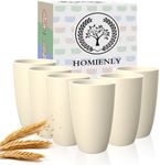 Homienly Wheat Straw Reusable Tumblers, 20 OZ Wheat Straw Cups - Set of 6, Unbreakable Alternative to Plastic Cups, Microwave and Dishwasher Safe Drinking Glasses,Cup for Kitchen, Camping - Beige
