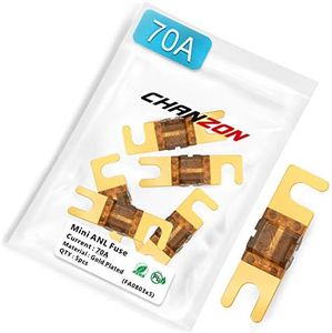 Chanzon 5Pcs 70A AFS Mini ANL MANL Fuse Color Coded Casing Gold Plated Fuses 32V 70 Amp