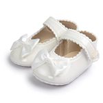 Sabe Infant Baby Girls Soft Sole Prewalker Crib Mary Jane Shoes Princess Light Shoes (11cm(0-6 month), white)