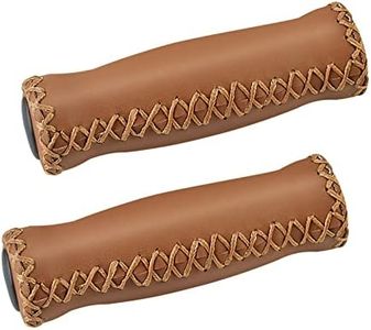 SOLODRIVE Bike Handlebar Grips, Vinyl Leather Grips, Hand-Stitched Beach Cruiser Bike Grips, Fits Most 22.2mm (7/8") Bicycle Handlebar (Brown)