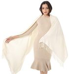 Women Shawl Wrap Scarf Pashmina Gifts Idea Wedding Christmas Birthday Evening Dresses Wear Lady Winter Large Warm Soft Stole Elegant Wide Solid Color Creamy Off White