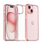 CZARTECH Native Matte Series Back Cover for iPhone 15 case (Pink TPU + Tough Polycarbonate Back I 5ft Drop Protection Tested I Transparent)