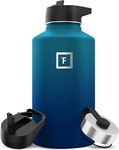 IRON °FLASK Camping & Hiking Hydration Flask with Straw, Wide Mouth Insulated Stainless Steel Sports Water Bottle - 64 oz Dark Night