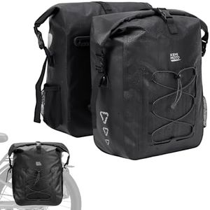 KEMIMOTO Bike Pannier Waterproof 2-Pack, 60L Bicycle Saddle Bag for Rear Rack, Side Storage Bag with Laptop Compartment & Reflective, PVC Air-Tight Material – Commuting Touring Grocery Shoulder Carry