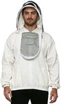 BEEATTIRE Heavy Duty Bee Jacket with Thick Cotton Bee Jacket Sting Proof Veil - Chest Zipper - 100% - Beekeeping Veil Jacket - Beekeeper Jacket for Men & Women - White - Bee Jacket (9XL)