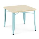 Delta Children Bistro Kids Play Table - Ideal for Arts & Crafts, Snack Time, Homeschooling, Homework & More, Aqua Metal/Natural Birch