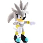 Gkasa Anime Plush Toys 30cm Silver Hedgehog Sonic Soft Stuffed Toy Game Doll Birthday Cute Soft Doll Decoration for Children Kids Gifts