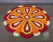 StromX Super Soft Microfiber Traditional Modern Rangoli Door Mat for Home, Temple, Living Room, Kitchen, Door Entrance (24 X 24 Inch, Floral), Design Mat001, Round, Multicolor