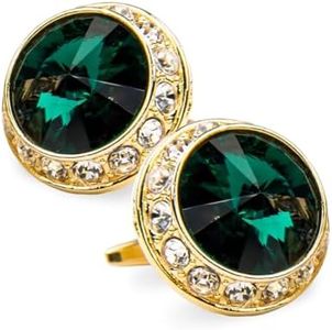 Vittorio Vico Colorful Bling Cuff Links (Emerald/Gold, CL-1514)