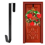 CHEERYMAGIC Christmas Metal Wreath Hanger, 31 x 2.5cm Christmas Wreath Door Hanger Over Door Wreath Hook Holder for Christmas Home Office Wall Wedding Wreath Display (Black) A1SDGG (B)