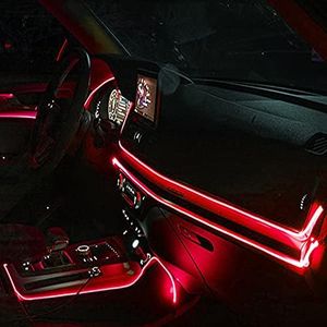 EL Wire LED Car Strip Lights, 9.8ft/3m Auto Neon LED String Strip Light, USB Wire Strip Lights For Car, DIY Your Car Center Console and Dashboard, Ambient Lighting Kits for Car Indoor Decorations(Red)