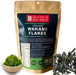 Ocean’s Balance Organic Wakame Flakes - Maine Coast Seaweed - Atlantic Ocean Sea Vegetables, Perfect for Keto Diet, Paleo Diet, Vegetarian Lifestyle or Vegan Diet - Gluten Free - 16oz Bag