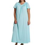 Shadowline Women's Petals 53 Inch Short Flutter Sleeve Long Gown, Sea Foam, 1X