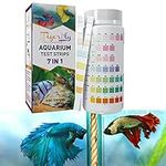 Tigerlily Enterprises 7 in 1 Aquarium Water Testing Kit, Fish Tank Test Strips for Freshwater & Saltwater Aquariums. To Quickly and Accurately Detect GH, NO2, NO3, CL2, KH and pH - 100 Strips.