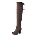 DREAM PAIRS Women's Thigh High Over The Knee Fashion Boots Block Mid Heel Long Sexy Faux Fur Boots,Size 6,Khaki,HIGHLEG