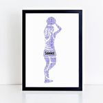 Personalised Female Netball Player Word Art Print - Netball Coach, Player Gifts - A5, A4 Prints & Framed