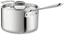 All-Clad 4204 with Loop Stainless Steel Tri-Ply Bonded Dishwasher Safe Sauce Pan with Loop Helper Handle and Lid Cookware, 4-Quart, Silver