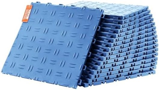 VEVOR Garage Tiles Interlocking, 12 x 12 x 0.53 inch 50 Pack Garage Floor Covering Tiles, Non-Slip Double-Sided Texture Garage Flooring Tiles, for Garages, Basements, Repair Shops, Blue
