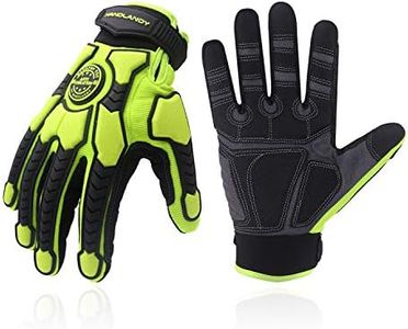 Heavy Duty Work Gloves, SBR Padding, TPR Protector Impact Gloves, Men Anti Vibration Mechanic Work Gloves TouchScreen (L, Green)