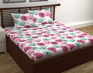 Divine Casa Rose Pink Cotton 144 TC Floral Bedsheet for Double Bed with 2 Pillow Cover Super Soft - 222 x 254