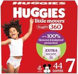 Huggies Size 7 Baby Diapers, Little Movers HuggFit 360° Baby Diapers with 360° Waistband, Size 7 (41+ lbs), 44 Count, Packaging May Vary