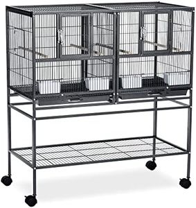 Prevue Pet Products F070 Hampton Deluxe Divided Breeder Cage with Stand,Black Hammertone,1/2"