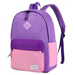 Chase Chic Kids Backpack for Girls - 17 inch School Backpacks for Toddler Fits 6 to 12 Years Old - Lightweight Water Resistant Preschool Bookbag for Travel Daycare (Purple Pink)