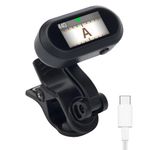 Sondery Guitar Ukulele Tuner Clip On Rechargeable,Extremely Fast and Accurate Headstock Chromatic Tuner Pitch 410-460Hz with TFT Screen Easy to Read, Perfect for Any Lighting