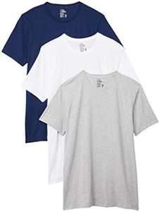 Jockey Men's Undershirt Cotton Stretch Crew Neck T-Shirt - 3 Pack, White/Grey Heather/Just Past Midnight