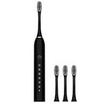 Electric Toothbrushes Adults Rechargeable Electric Tooth Brush with 4 Brush Heads and 6 Cleaning Modes Low Noise Waterproof Whiten Toothbrush Smart Timer Longer Life Black