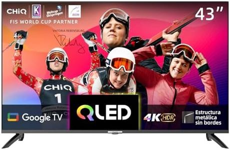 CHiQ U43QM8G Smart Google TV de 43 Pulgadas, QLED UHD con HDR, sin Marcos, con Google TV, Dolby Audio, Triple sintonizador, Wi-Fi 2.4G/5G, Asistente de Google, HDMI 2.1, USB 2.0, 2024