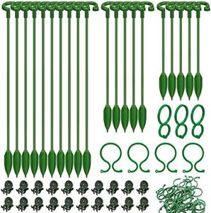 Hysagtek 60pcs Plant Supports Set - 20 Pack Flower Plant Stakes Sticks (3 Sizes), 20 Plant Support Clips and 20 Orchid Clips for Garden Single Stem Plants Phalaenopsis Orchid Flower Roses