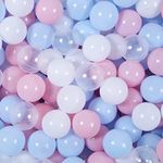 GUESVOT Ball Pit Balls for Ball Pit BPA Free Plastic Ball Crush and Smash Proof Ball 100pcs 2.2" Set for Toddlers for Play Tent Tunnel (Warm Blue+Warm Pink+White)